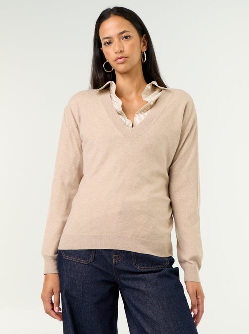 Jersey ligero de cuello en V - Kiabi