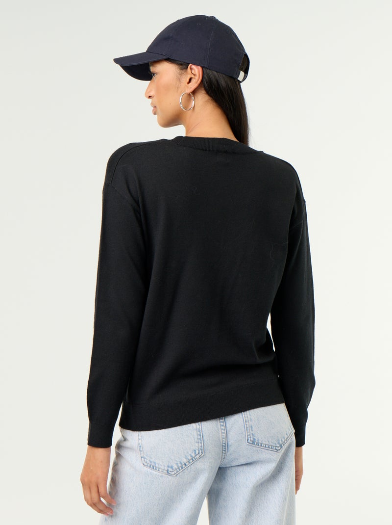 Jersey ligero de cuello en V Negro - Kiabi