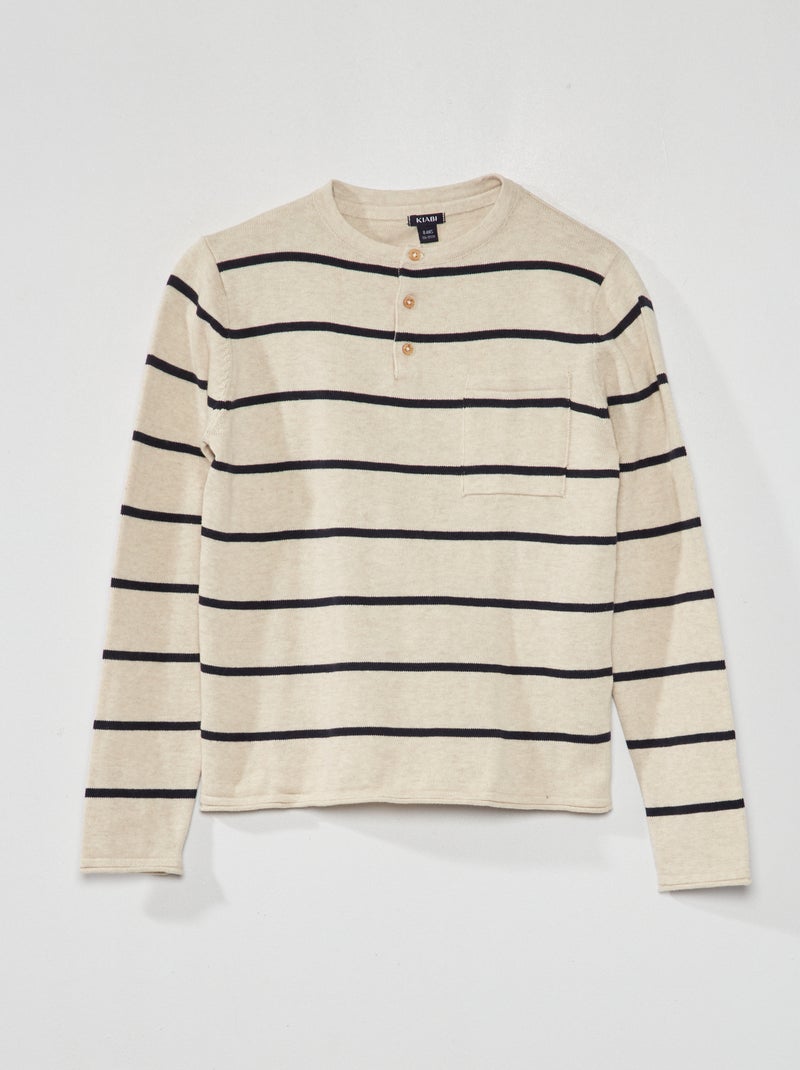Jersey ligero de cuello panadero BEIGE - Kiabi