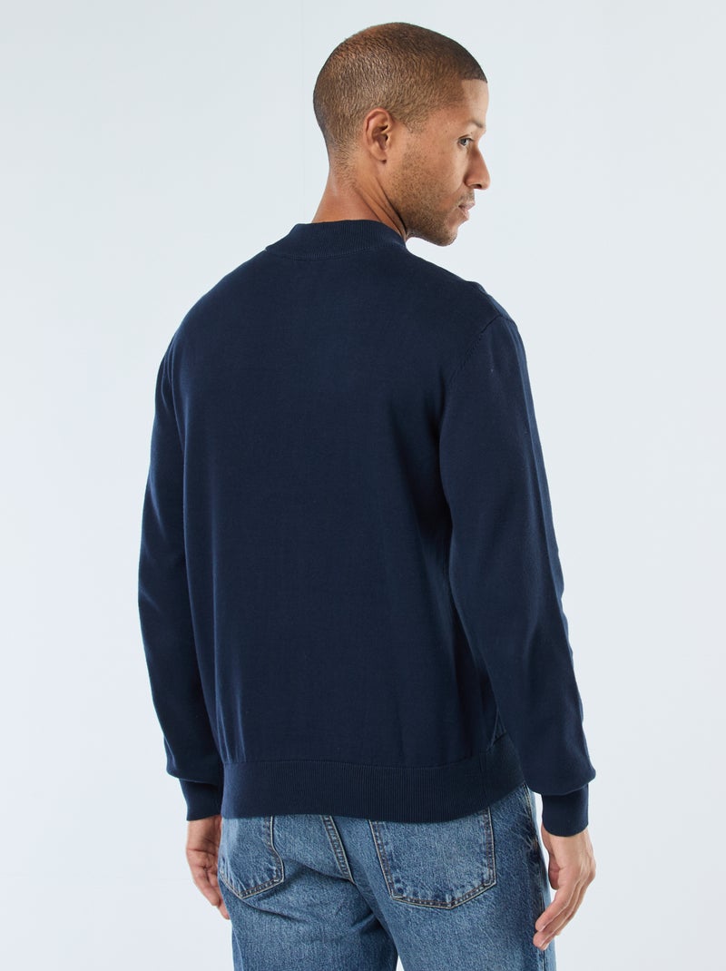 Jersey ligero de punto fino con cuello alto Azul - Kiabi