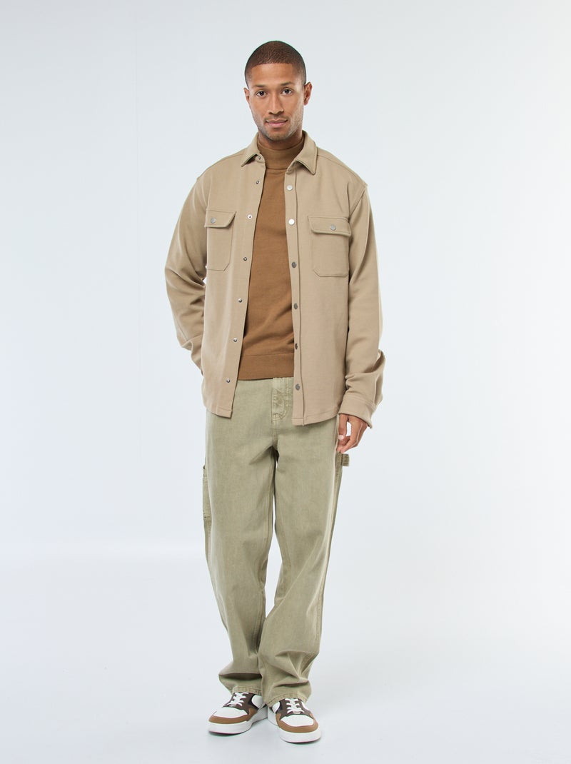 Jersey ligero de punto fino con cuello alto Marron - Kiabi