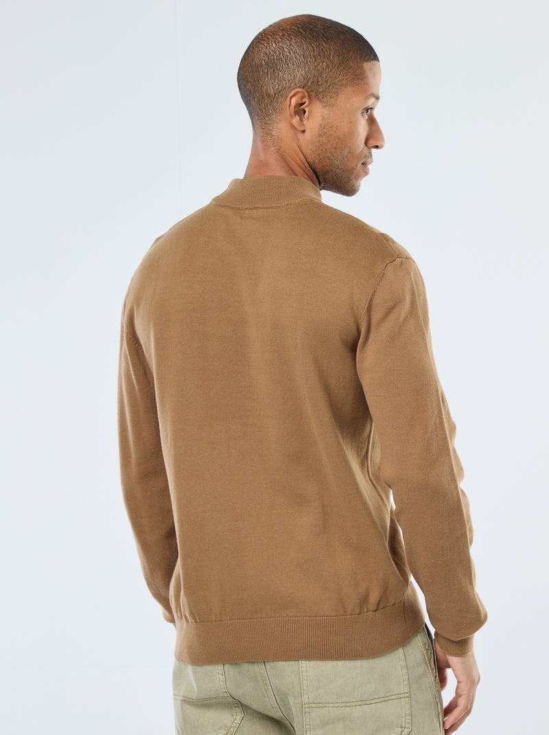 Jersey ligero de punto fino con cuello alto Marron - Kiabi