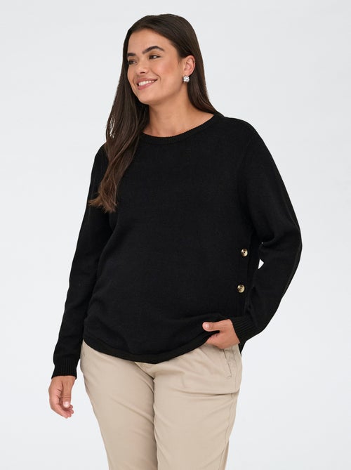 Jersey liso abotonado - Kiabi