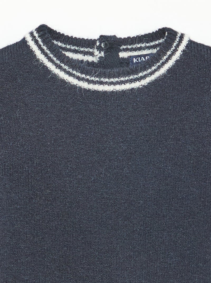 Jersey liso con bordes en contraste Azul - Kiabi