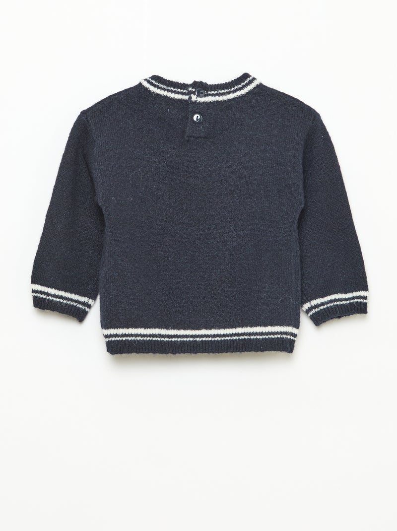 Jersey liso con bordes en contraste Azul - Kiabi