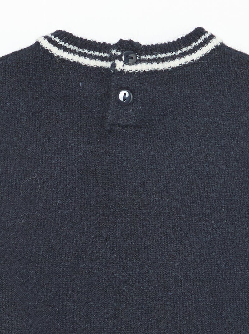 Jersey liso con bordes en contraste Azul - Kiabi