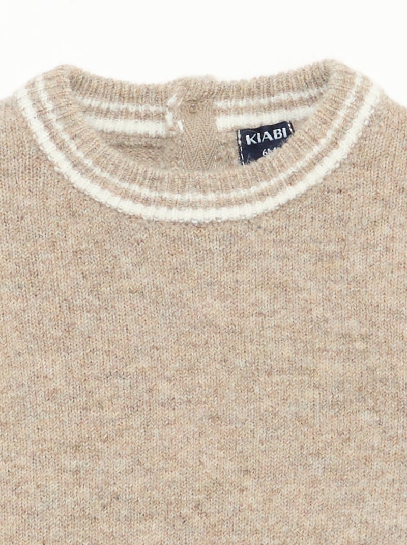 Jersey liso con bordes en contraste Beige - Kiabi
