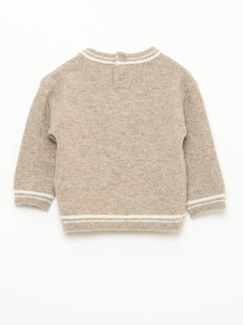 Jersey liso con bordes en contraste Beige - Kiabi
