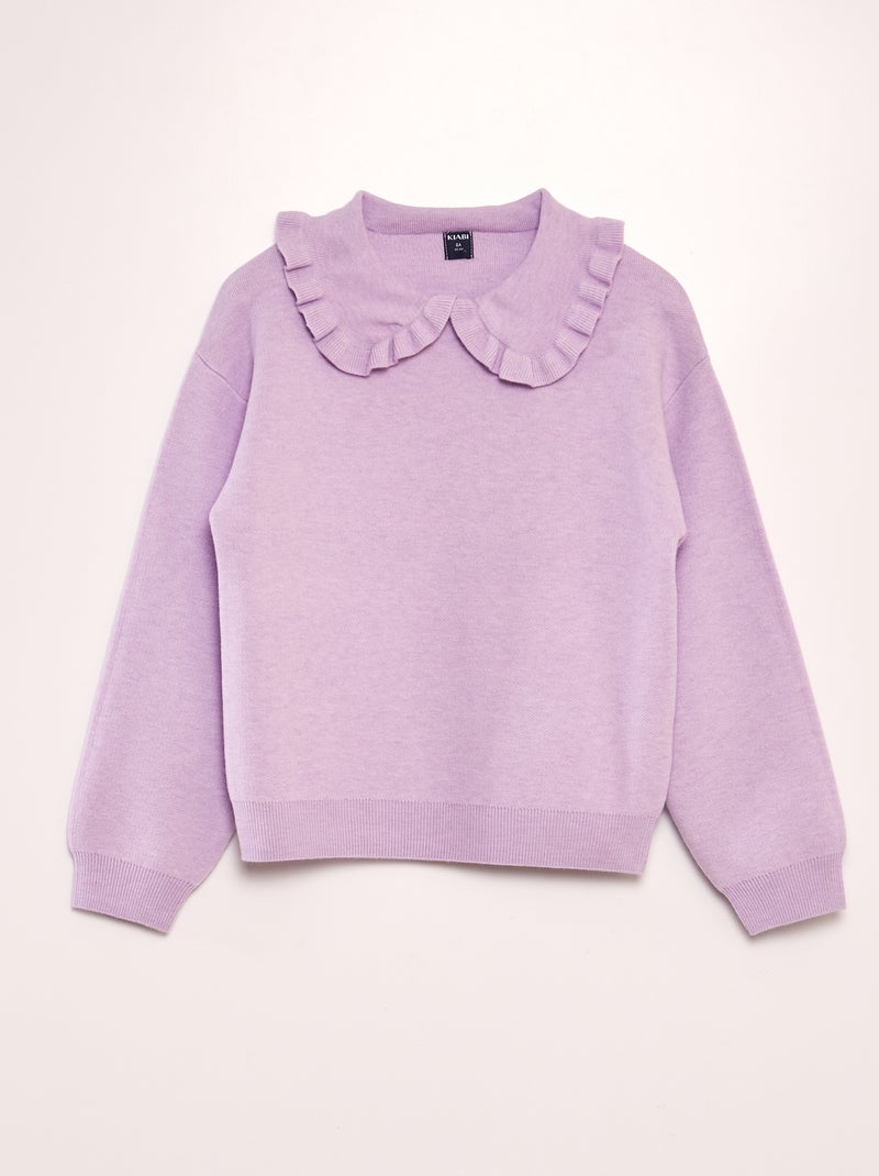 Jersey liso con cuello babero PURPURA - Kiabi
