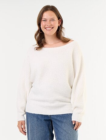 Jersey liso con cuello barco y sisas caídas