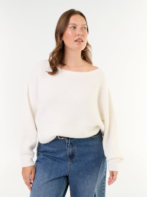 Jersey liso con cuello barco y sisas caídas - Kiabi