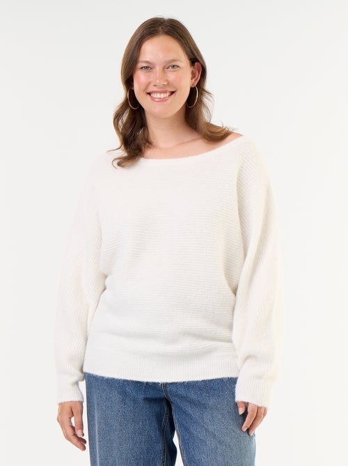 Jersey liso con cuello barco y sisas caídas - Kiabi