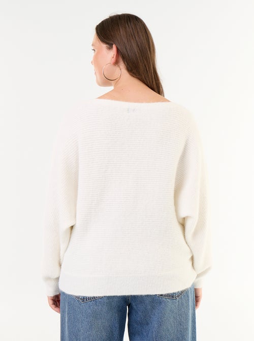 Jersey liso con cuello barco y sisas caídas - Kiabi