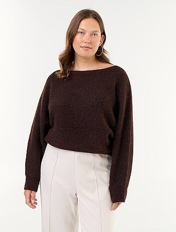 Jersey liso con cuello barco y sisas caídas