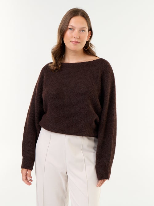 Jersey liso con cuello barco y sisas caídas - Kiabi