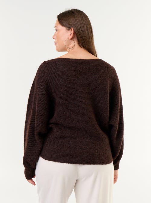 Jersey liso con cuello barco y sisas caídas - Kiabi
