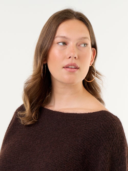 Jersey liso con cuello barco y sisas caídas - Kiabi
