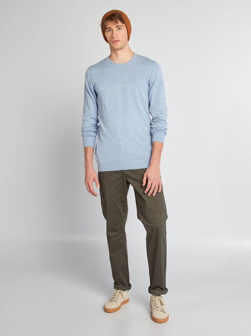 Jersey liso con cuello redondo +1,90 m AZUL - Kiabi