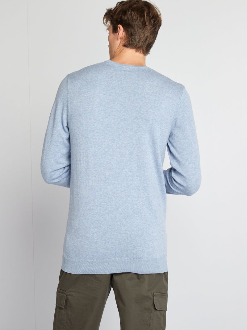 Jersey liso con cuello redondo +1,90 m AZUL - Kiabi