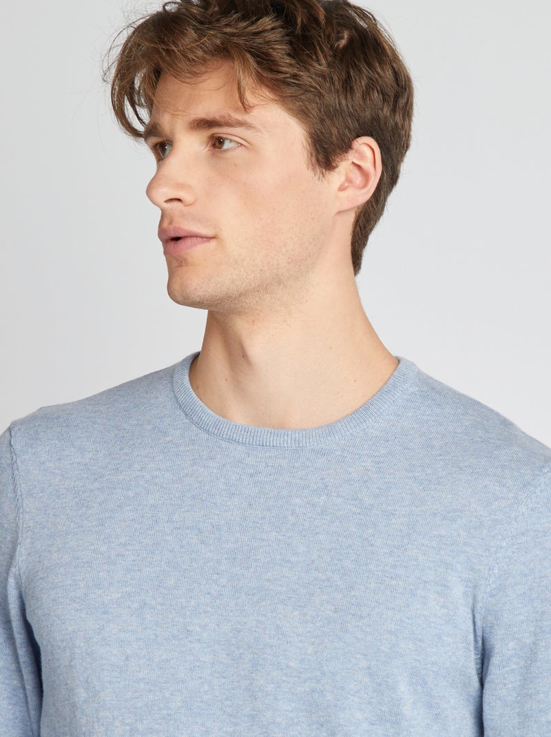 Jersey liso con cuello redondo +1,90 m AZUL - Kiabi