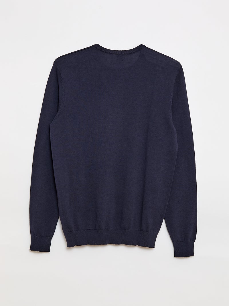 Jersey liso con cuello redondo +1,90 m azul - Kiabi