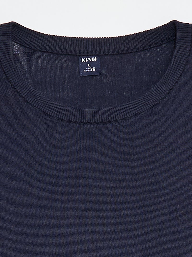 Jersey liso con cuello redondo +1,90 m azul - Kiabi