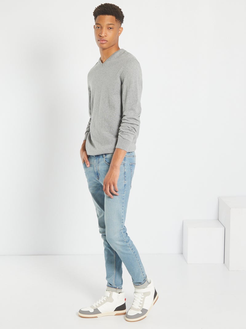 Jersey liso con cuello redondo +1,90 m GRIS - Kiabi