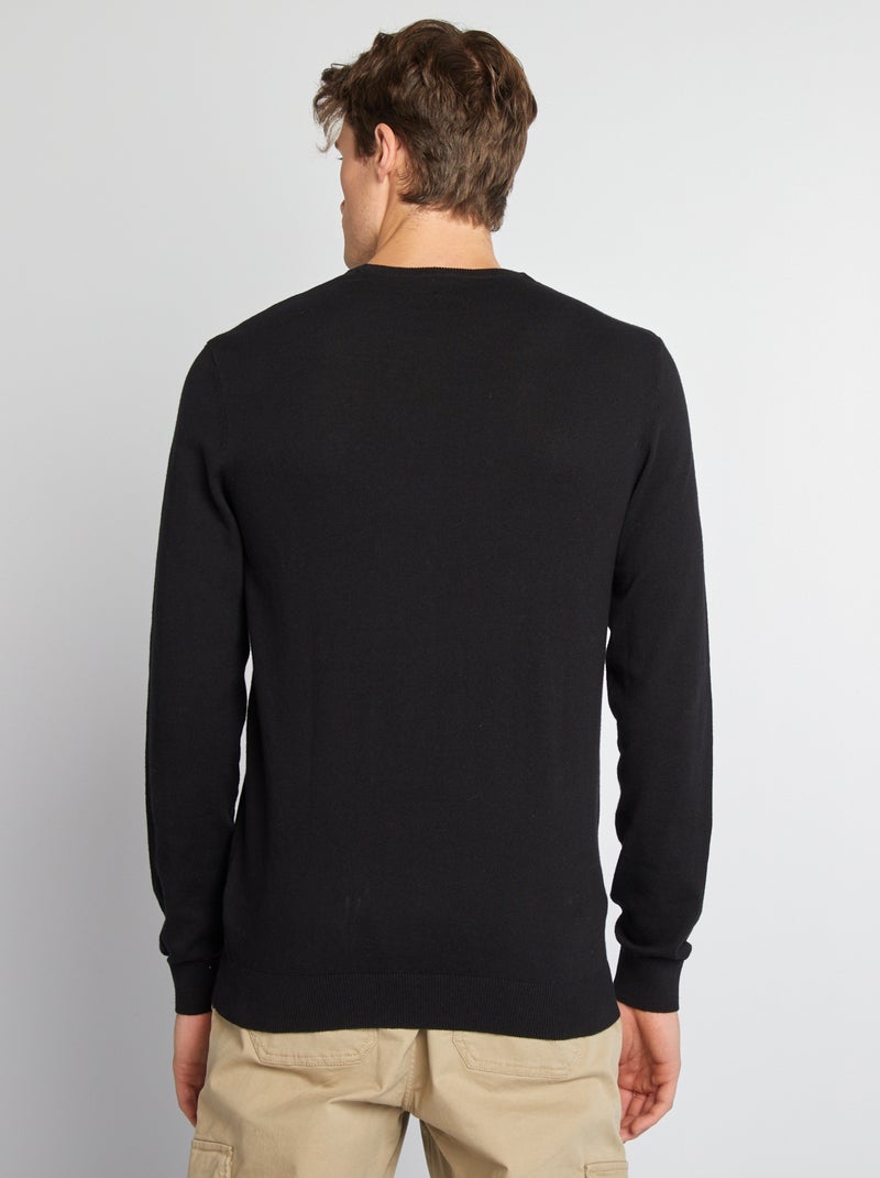 Jersey liso con cuello redondo +1,90 m Negro - Kiabi