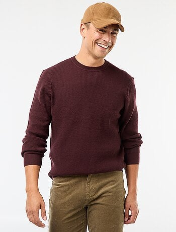 Jersey liso con cuello redondo y textura gofrada