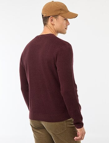 Jersey liso con cuello redondo y textura gofrada