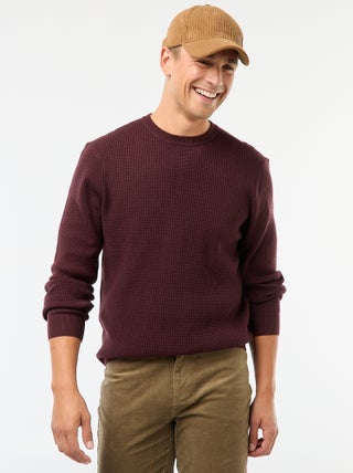 Jersey liso con cuello redondo y textura gofrada