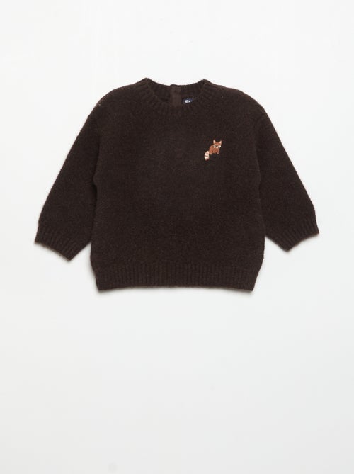 Jersey liso con pequeño bordado de "zorro" - Kiabi