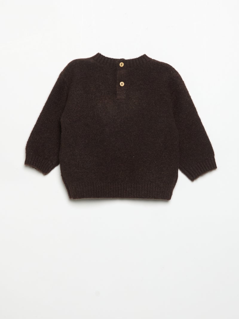 Jersey liso con pequeño bordado de "zorro" Marron - Kiabi