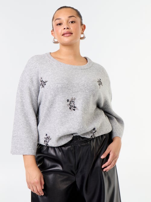 Jersey liso con strass - Kiabi