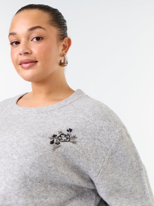 Jersey liso con strass - Kiabi
