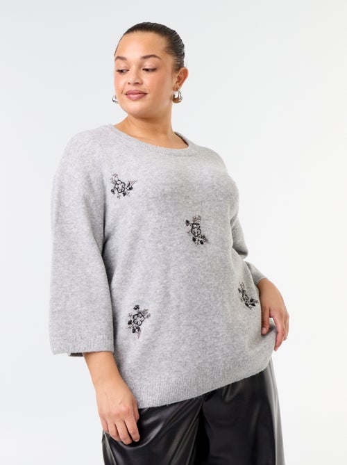 Jersey liso con strass - Kiabi