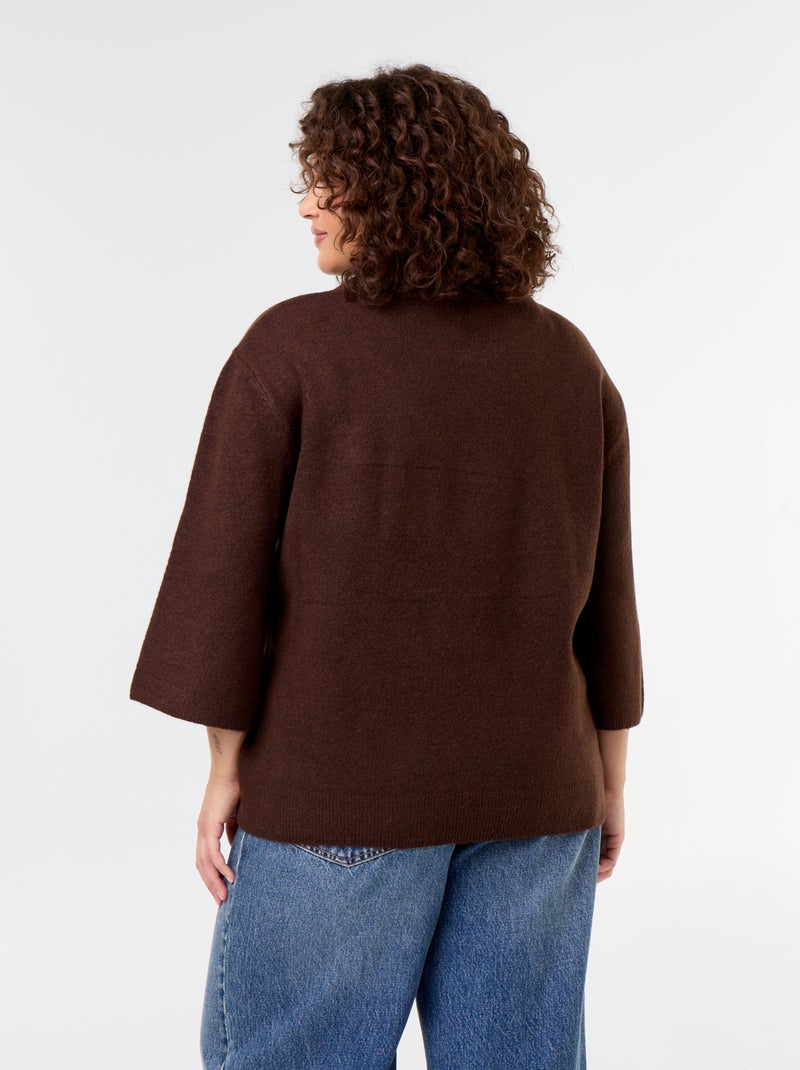 Jersey liso con strass Marron - Kiabi