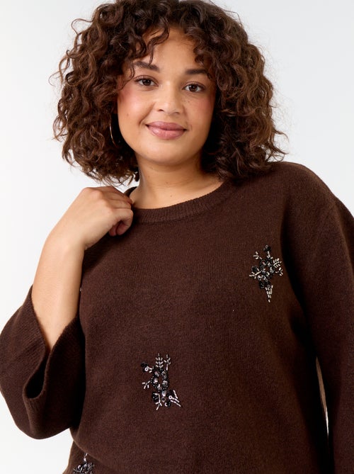Jersey liso con strass - Kiabi