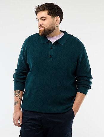 Jersey liso cuello polo abotonado