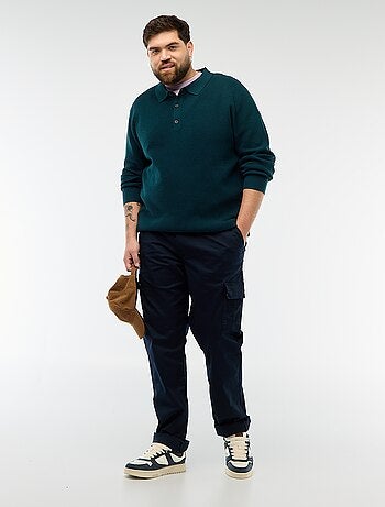 Jersey liso cuello polo abotonado