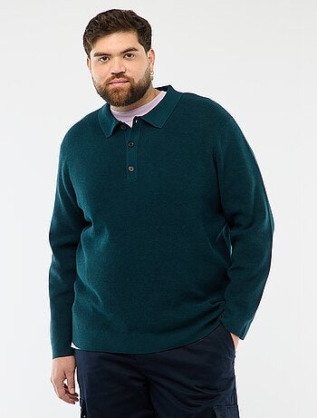 Jersey liso cuello polo abotonado