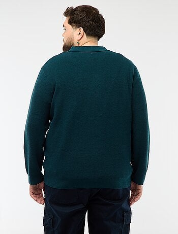 Jersey liso cuello polo abotonado