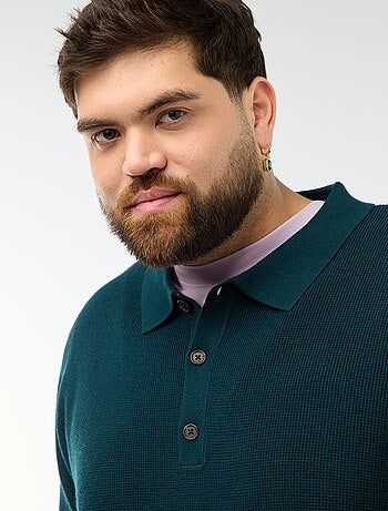 Jersey liso cuello polo abotonado