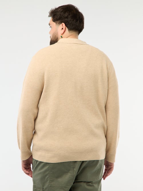 Jersey liso cuello polo abotonado - Kiabi