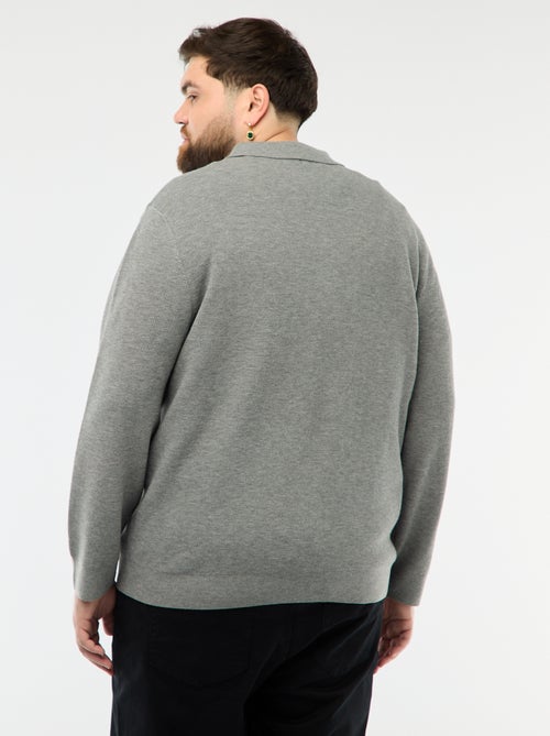 Jersey liso cuello polo abotonado - Kiabi