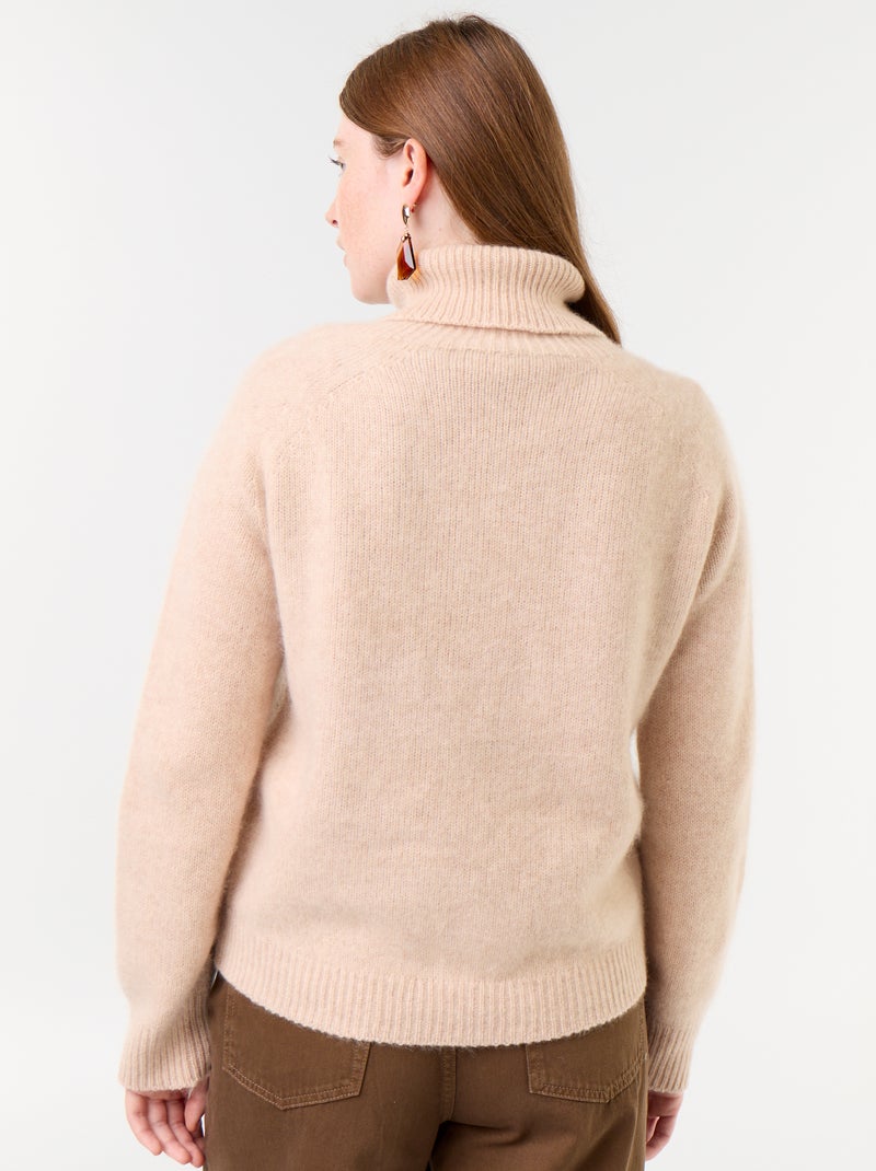 Jersey liso de cuello alto Beige - Kiabi