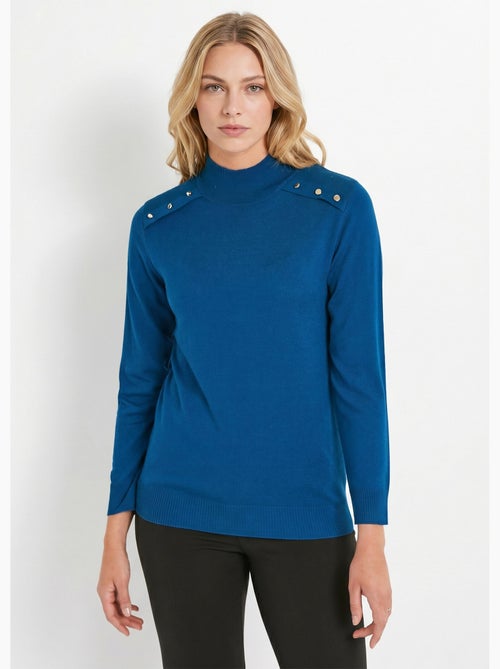 Jersey liso de cuello alto en lana merino - Afibel - Kiabi