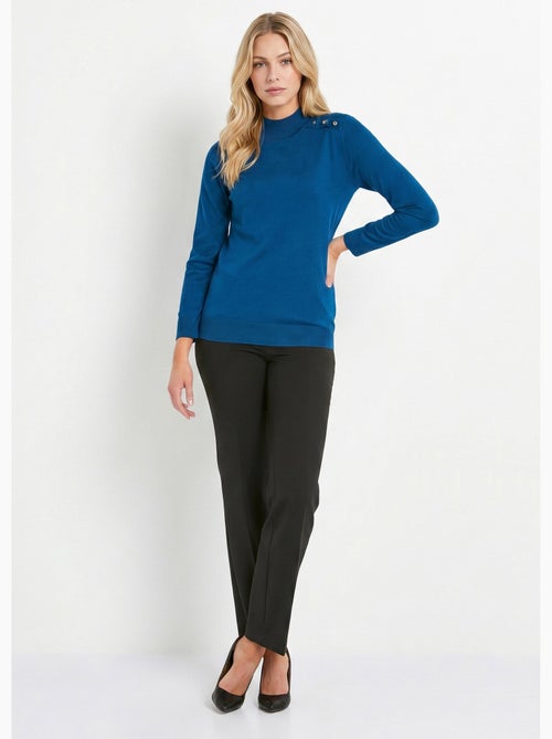 Jersey liso de cuello alto en lana merino - Afibel - Kiabi