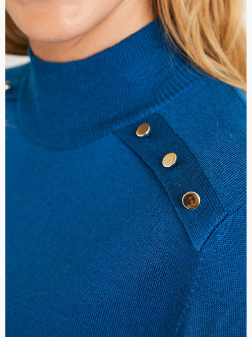 Jersey liso de cuello alto en lana merino - Afibel - Kiabi
