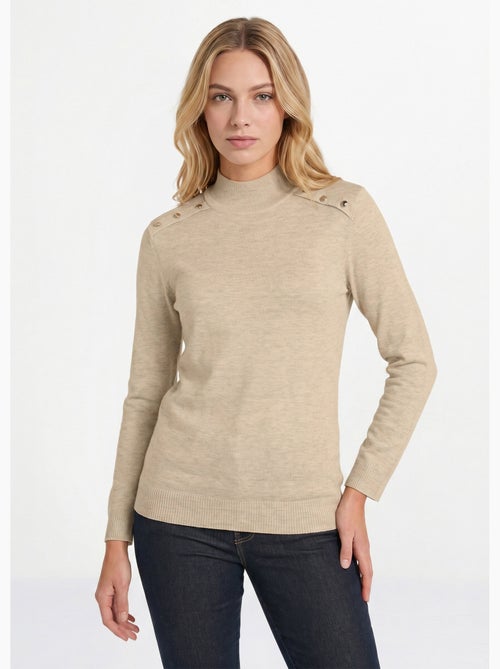 Jersey liso de cuello alto en lana merino - Afibel - Kiabi